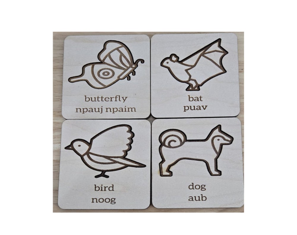 Animal Puzzle Cards - Learn Animals in Hmong and English!